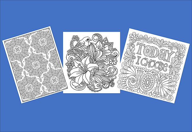 Floral coloring pages for a creative activity for older adults